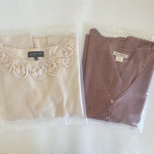 Vtg. Tommy Bahama Rose Women's V Neck Blouse and Jones of NY Knit Blouse -Sz. L